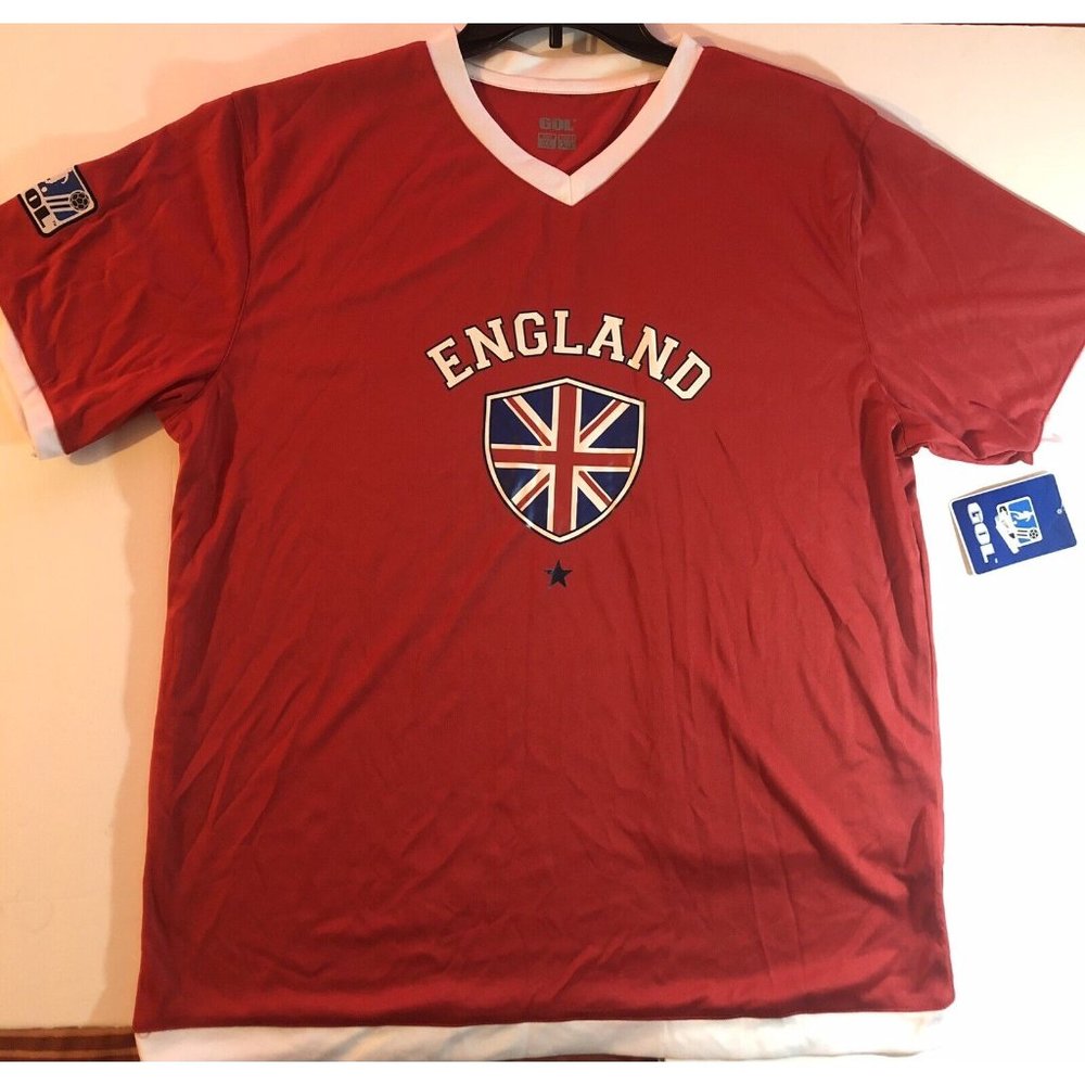 GOL Authentic Athletic ENGLAND Soccer TShirt Mens Adult Size XL Red NWT.